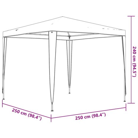 Partytent professioneel 90 g/m&sup2; 2,5x2,5 m antraciet 8