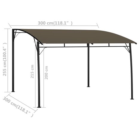 Zonneluifel 3x3x2,55 m taupe 6
