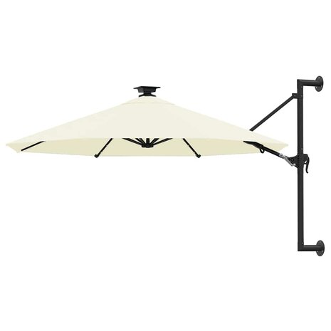 Wandparasol met LED's 300 cm zandkleurig 1