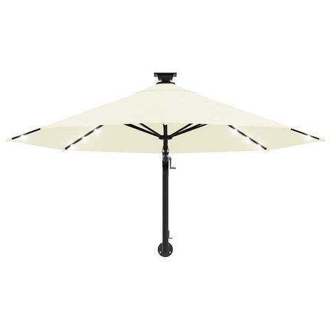 Wandparasol met LED's 300 cm zandkleurig 4