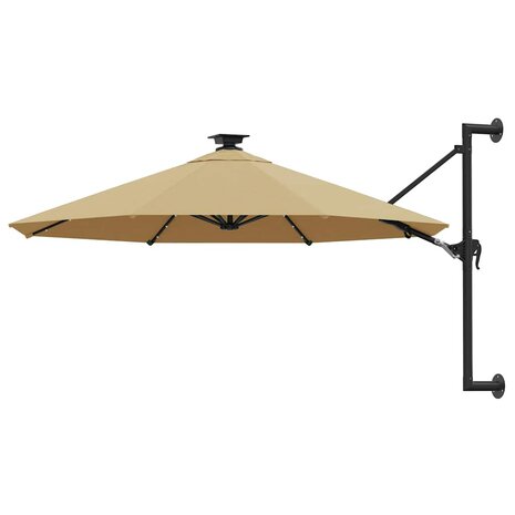 Wandparasol met LED's 300 cm taupe 1
