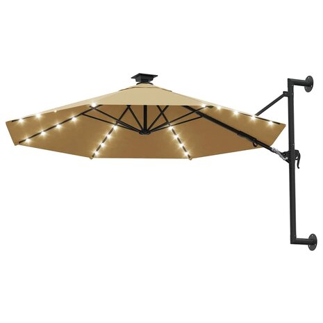 Wandparasol met LED's 300 cm taupe 2