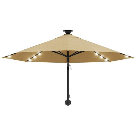 Wandparasol met LED's 300 cm taupe 4