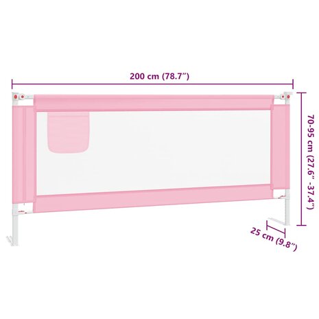 Bedhekje peuter 200x25 cm stof roze 9