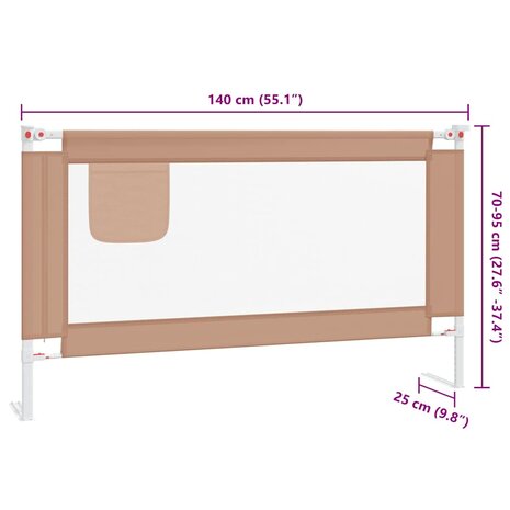 Bedhekje peuter 140x25 cm stof taupe 9