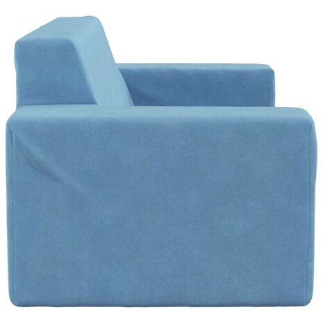 Kinderbank 2-zits zacht pluche blauw 4