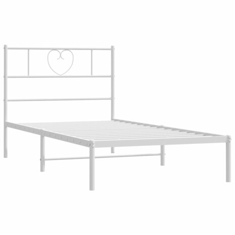 Bedframe met hoofdbord zonder matras metaal wit 75x190 cm 5