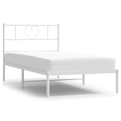Bedframe met hoofdbord metaal wit 107x203 cm 2