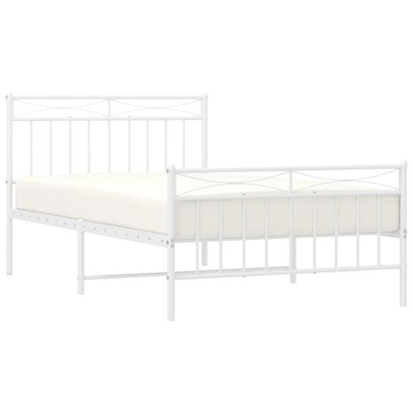 Bedframe met hoofd- en voeteneinde metaal wit 107x203 cm 3