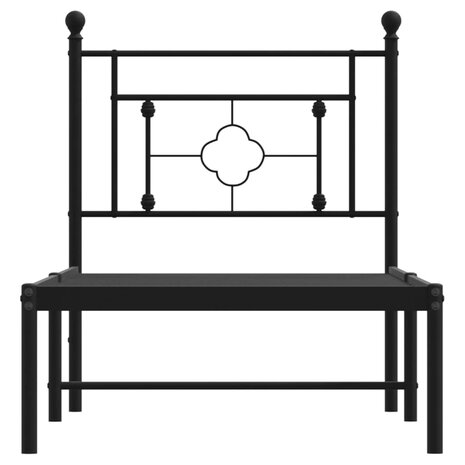 Bedframe met hoofdbord metaal zwart 75x190 cm 5