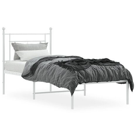 Bedframe met hoofdbord metaal wit 80x200 cm 3