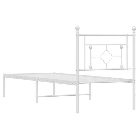 Bedframe met hoofdbord metaal wit 80x200 cm 7