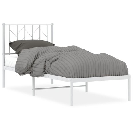 Bedframe met hoofdbord zonder matras metaal wit 75x190 cm 2