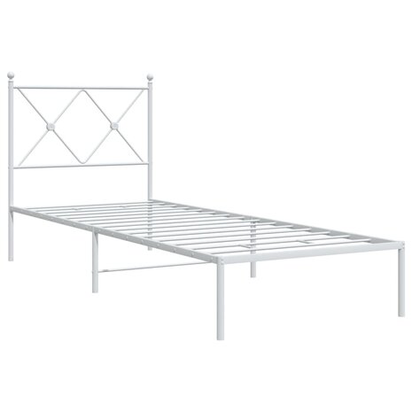 Bedframe met hoofdbord zonder matras metaal wit 75x190 cm 3