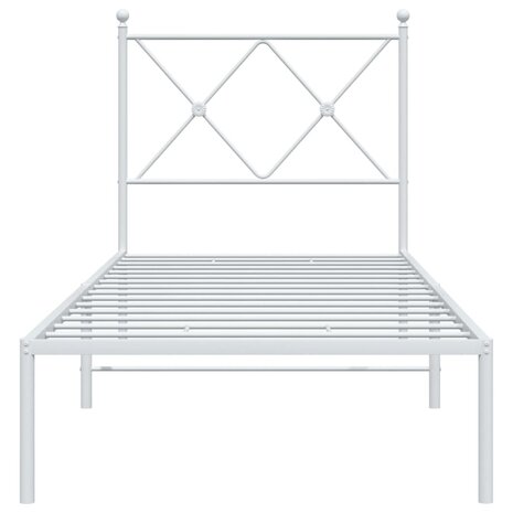 Bedframe met hoofdbord zonder matras metaal wit 75x190 cm 4