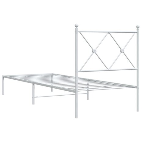 Bedframe met hoofdbord zonder matras metaal wit 75x190 cm 6