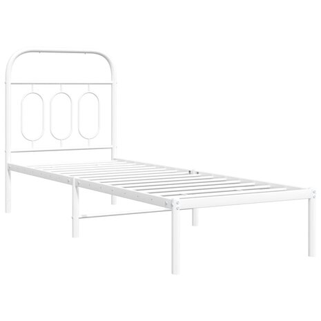 Bedframe met hoofdbord zonder matras metaal wit 75x190 cm 3