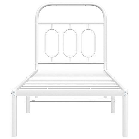 Bedframe met hoofdbord zonder matras metaal wit 75x190 cm 4