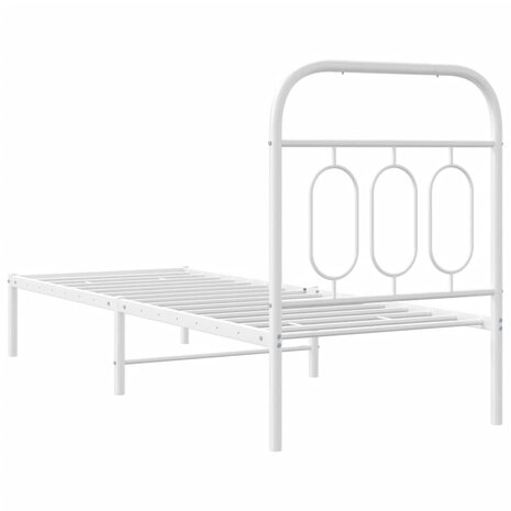 Bedframe met hoofdbord zonder matras metaal wit 75x190 cm 6