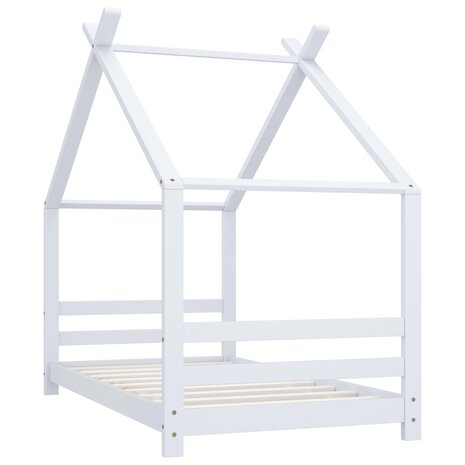 Kinderbedframe massief grenenhout wit 80x160 cm 2