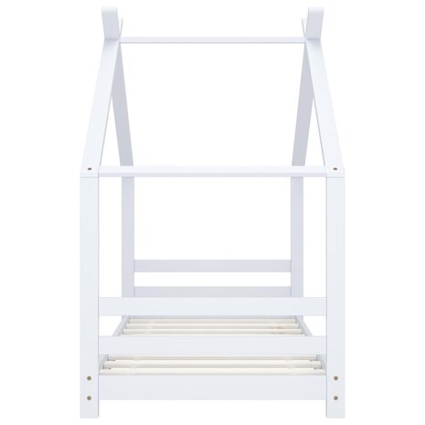 Kinderbedframe massief grenenhout wit 80x160 cm 3