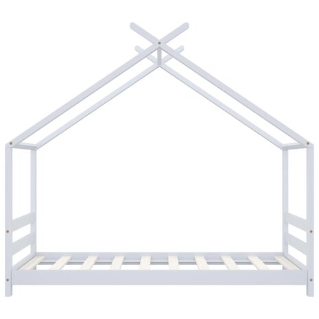 Kinderbedframe massief grenenhout wit 80x160 cm 4