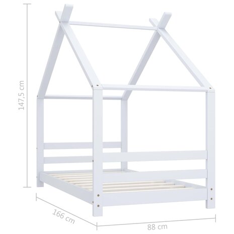 Kinderbedframe massief grenenhout wit 80x160 cm 7