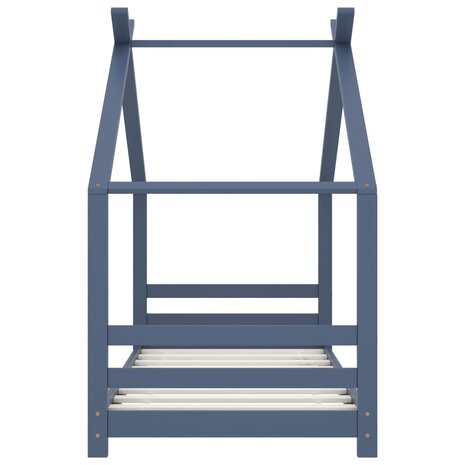 Kinderbedframe massief grenenhout grijs 80x160 cm 3