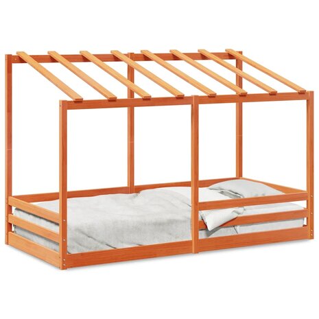 Kinderbed met bedhuis 80x200 cm massief grenenhout wasbruin 2