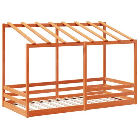 Kinderbed met bedhuis 80x200 cm massief grenenhout wasbruin 3