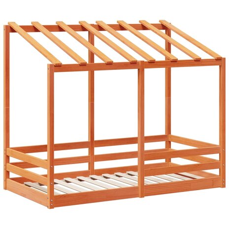 Kinderbed met bedhuis 80x160 cm massief grenenhout wasbruin 3