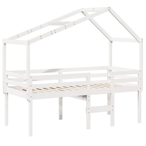 Hoogslaper met dak massief grenenhout wit 90x200 cm 3