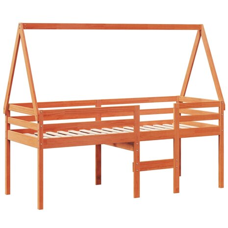 Hoogslaper met dak massief grenenhout wasbruin 90x190 cm 3