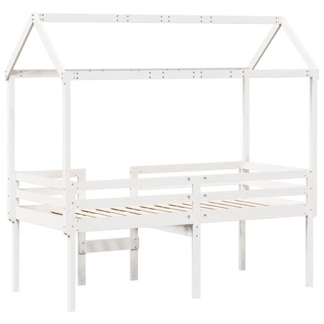 Hoogslaper met dak massief grenenhout wit 90x200 cm 8