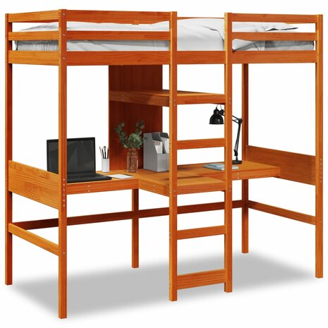Hoogslaper zonder matras massief grenenhout wasbruin 80x200 cm 2