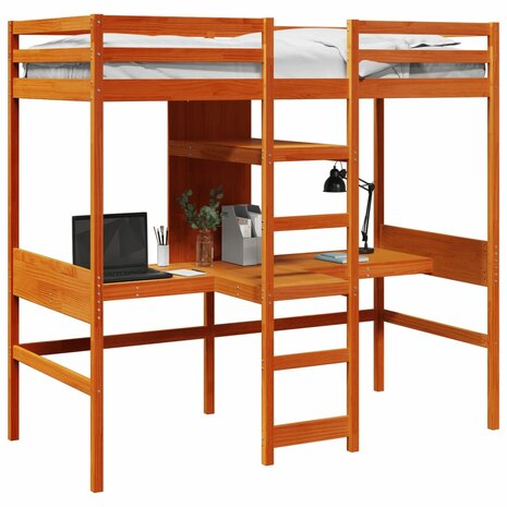 Hoogslaper zonder matras massief grenenhout wasbruin 80x200 cm 4