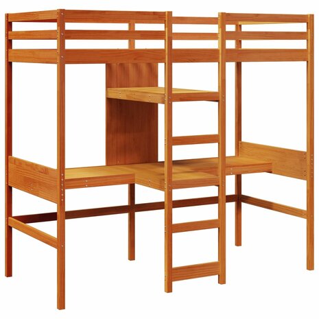 Hoogslaper zonder matras massief grenenhout wasbruin 75x190 cm 3