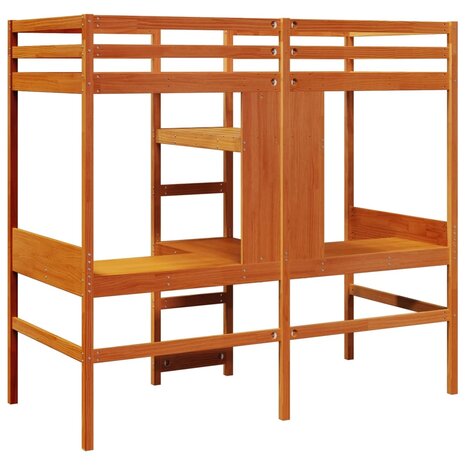 Hoogslaper zonder matras massief grenenhout wasbruin 75x190 cm 7