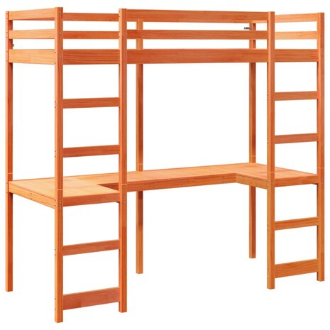 Hoogslaper zonder matras massief grenenhout wasbruin 80x200 cm 3