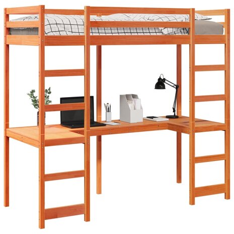 Hoogslaper zonder matras massief grenenhout wasbruin 80x200 cm 4