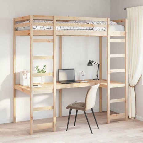 Hoogslaper bedframe Naturel 75 x 190 cm Massief grenenhout 1