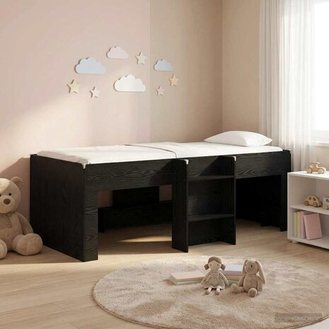 Kinder Hoogslaper Zwart eiken 80 x 200 cm Bewerkt hout 1