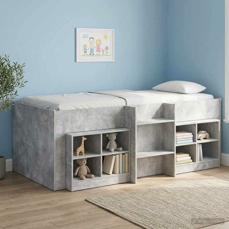 Kinder Hoogslaper Betongrijs 80 x 200 cm Bewerkt hout 1