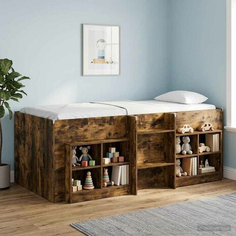 Kinder Hoogslaper Gerookt eiken 80 x 200 cm Bewerkt hout 3