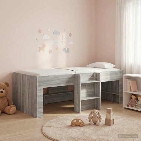 Kinder Hoogslaper Grijs Sonoma 80 x 200 cm Bewerkt hout 1