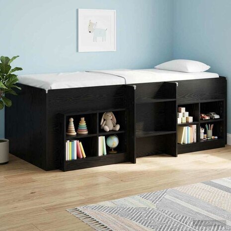 Kinder Hoogslaper Zwart eiken 90 x 200 cm Bewerkt hout 3