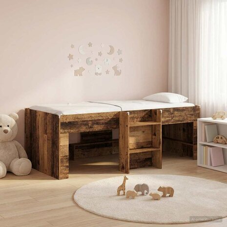 Kinder Hoogslaper Oud hout 90 x 200 cm Bewerkt hout 3