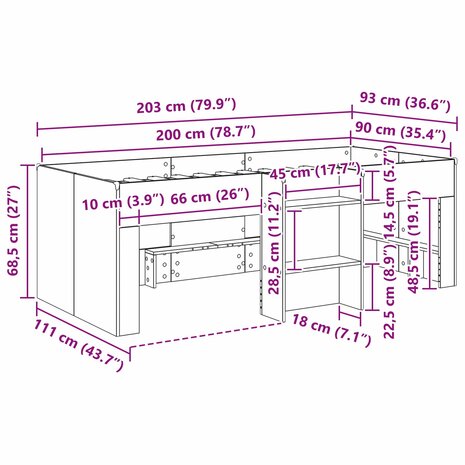Kinder Hoogslaper Oud hout 90 x 200 cm Bewerkt hout 9