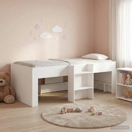 Kinder Hoogslaper Wit 98.5 x 200 cm Bewerkt hout 1