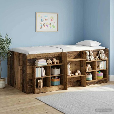 Kinder Hoogslaper Oud hout 98.5 x 200 cm Bewerkt hout 3
